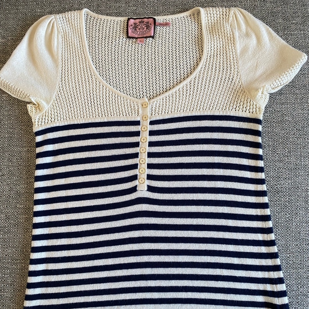 Juicy Couture Striped Short Sleeve Sweater
